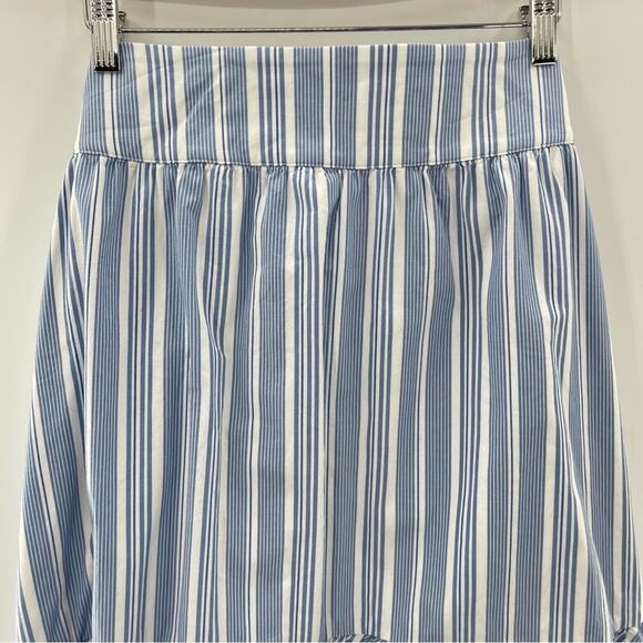 J By J Crew Blue & White Stripe Big Bow Midi Skirt Ruffle Hem Size 2 - Picture 7 of 11